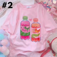 Cute LGBT Rainbow Pride Tea Drink Pink Graphic Short Sleeve T-shirt Aesthetic Casual E-Girl Kawaii Korean Japanese Harajuku - Thumbnail 2