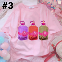 Cute LGBT Rainbow Pride Tea Drink Pink Graphic Short Sleeve T-shirt Aesthetic Casual E-Girl Kawaii Korean Japanese Harajuku - Thumbnail 3