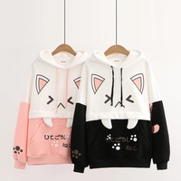 Cute Cat Kitten Ear Cartoon Print Funny Hoodie Long Sleeve Pullover Sweatshirt Aesthetic Casual E-Girl Kawaii Korean Japanese Harajuku - Thumbnail 5