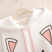 Cute Cat Kitten Ear Cartoon Print Funny Hoodie Long Sleeve Pullover Sweatshirt Aesthetic Casual E-Girl Kawaii Korean Japanese Harajuku - Thumbnail 6