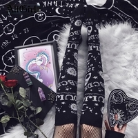 Cute Black Ouija Board Magic Star Moon Print Socks Punk Goth Aesthetic Casual E-Girl Kawaii Korean Japanese Harajuku - Thumbnail 1