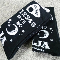 Cute Black Ouija Board Magic Star Moon Print Socks Punk Goth Aesthetic Casual E-Girl Kawaii Korean Japanese Harajuku - Thumbnail 5