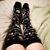 Cute Black Ouija Board Magic Star Moon Print Socks Punk Goth Aesthetic Casual E-Girl Kawaii Korean Japanese Harajuku - Thumbnail 7