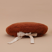 Retro Girl Style Cure Plush Autumn Winter Vintage Beret Hats - Thumbnail 2