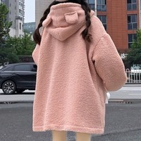Cute Plush Warm Hoodie Coat - Thumbnail 7