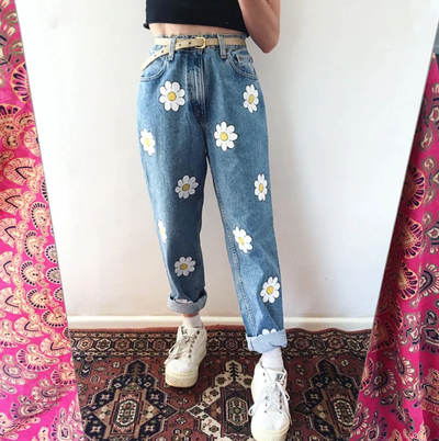 VINTAGE EGG FLOWERS JEANS