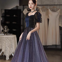 Cute tulle long A line prom dress evening gown - Thumbnail 1