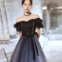 Cute tulle long A line prom dress evening gown - Thumbnail 2