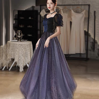 Cute tulle long A line prom dress evening gown - Thumbnail 4