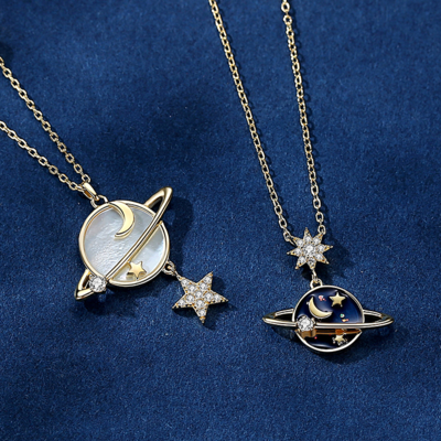 New starry sky planet necklace
