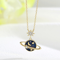 New starry sky planet necklace - Thumbnail 1