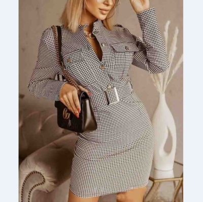 Fashion Plaid Zip Long Sleeve Dress