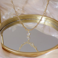 French Retro Style Pretty Lace Teardrop Crystal Chain Necklace - Thumbnail 1