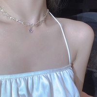 French Retro Style Pretty Lace Teardrop Crystal Chain Necklace - Thumbnail 3