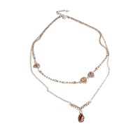 Luxury Pretty Girl Love Heart Crystal Double Chain Necklace - Thumbnail 6