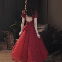 Cute tulle long A line prom dress evening gown - Thumbnail 3