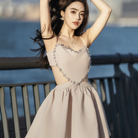 Lovely heart-shaped diamond backless prom dress party dress - Thumbnail 3