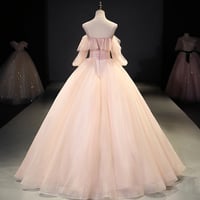 Pink tulle sequins long ball gown dress evening gown - Thumbnail 5