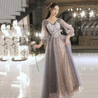 Cute tulle lace long prom dress A line evning dress - Thumbnail 2