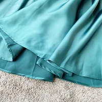 Simple v neck satin A line dress fashion dress - Thumbnail 3