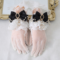 Elegant Pretty Lace Bow Diamond Gemstone Gloves - Thumbnail 6
