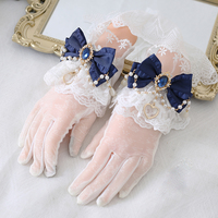 Elegant Pretty Lace Bow Diamond Gemstone Gloves - Thumbnail 7