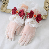 Elegant Pretty Lace Bow Diamond Gemstone Gloves - Thumbnail 8