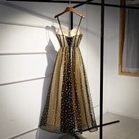 Cute v neck tulle long prom dress with stars evening gown - Thumbnail 2