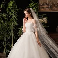 White tulle lace long prom dress A line evening gown - Thumbnail 3