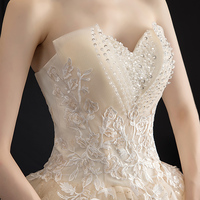 Champagne tulle sequins long ball gown dress  - Thumbnail 3