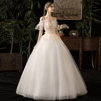 Cute tulle lace long prom dress A line evening gown - Thumbnail 3