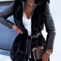 Women Autumn Winter Warm Faux Fur Coat  - Thumbnail 1