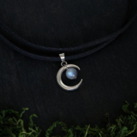 Celestial Crescent Pendant Necklace Choker - Thumbnail 1