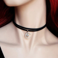 Celestial Crescent Pendant Necklace Choker - Thumbnail 2