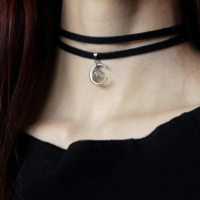 Celestial Crescent Pendant Necklace Choker - Thumbnail 3