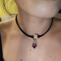 Purple Crystal Choker Necklace Creative - Thumbnail 1
