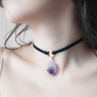Purple Crystal Choker Necklace Creative - Thumbnail 5