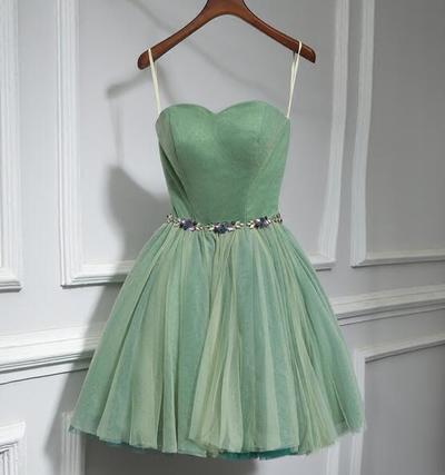 Sweetheart Cute green short prom dress, homecoming dress