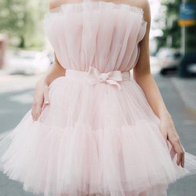 Sexy pink tulle short prom dress homecoming dress - Thumbnail 3