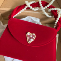 Vintage Velvet Handbag Ladies Pearl - Thumbnail 2