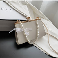  Pearl Decor Leather Handbag Elegant - Thumbnail 1