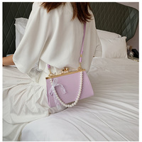  Pearl Decor Leather Handbag Elegant - Thumbnail 6