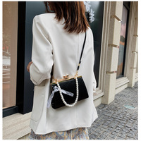  Pearl Decor Leather Handbag Elegant - Thumbnail 3