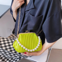 Pleated Shell Bag Small Totes With Pearl - Thumbnail 5
