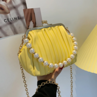 Pleated Shell Bag Small Totes With Pearl - Thumbnail 6