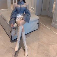 Sexy Turn Down Collar Open Strapless  - Thumbnail 3
