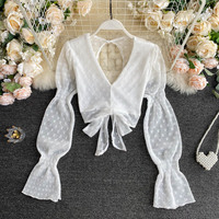 Puff Sleeve Blouse Women Blusa Woman - Thumbnail 3