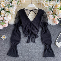 Puff Sleeve Blouse Women Blusa Woman - Thumbnail 1