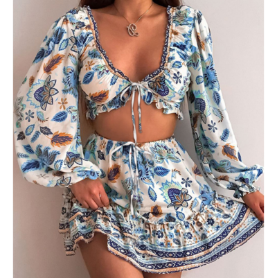 Long Sleeve Mini Two-Piece Suit Dress