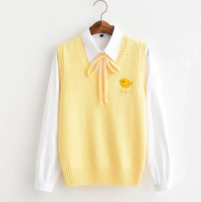 Yellow Girl Style Yellow Chick Embroidery